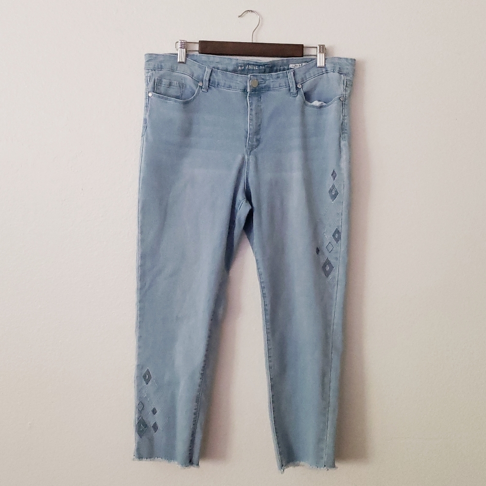 Anne Klein Denim Skinny Ankle Embroidered Jeans